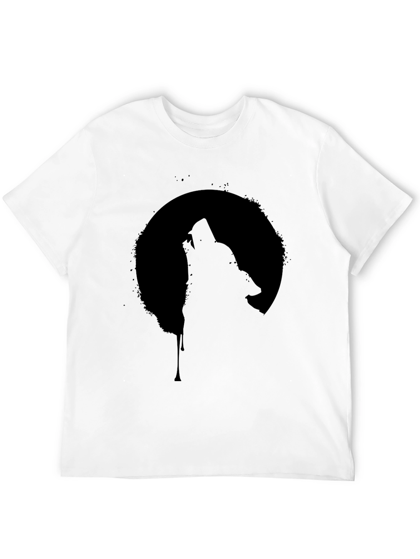Wolf Howling at Moon Graphic Tee - Black