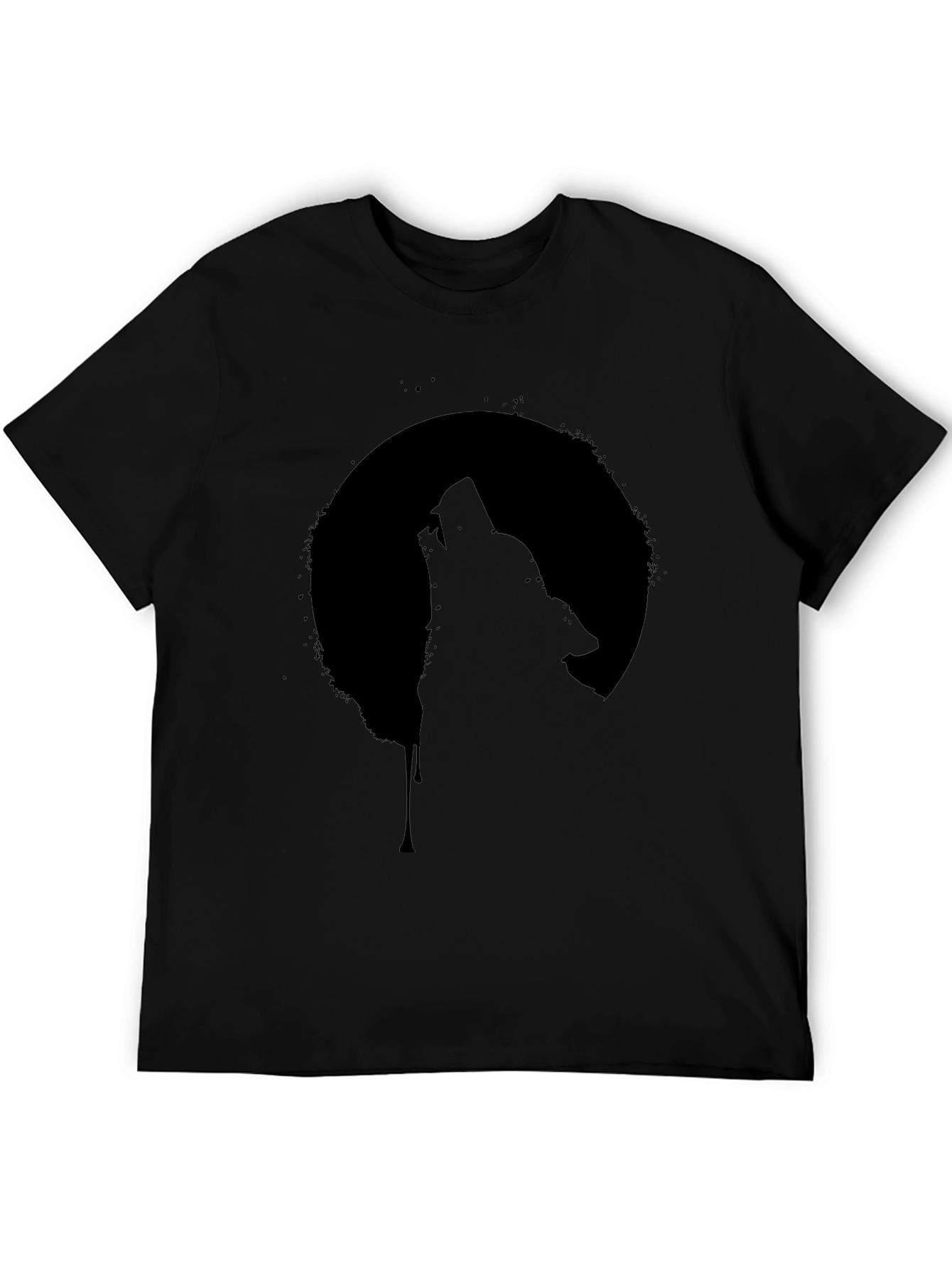 Wolf Howling at Moon Graphic Tee - Black
