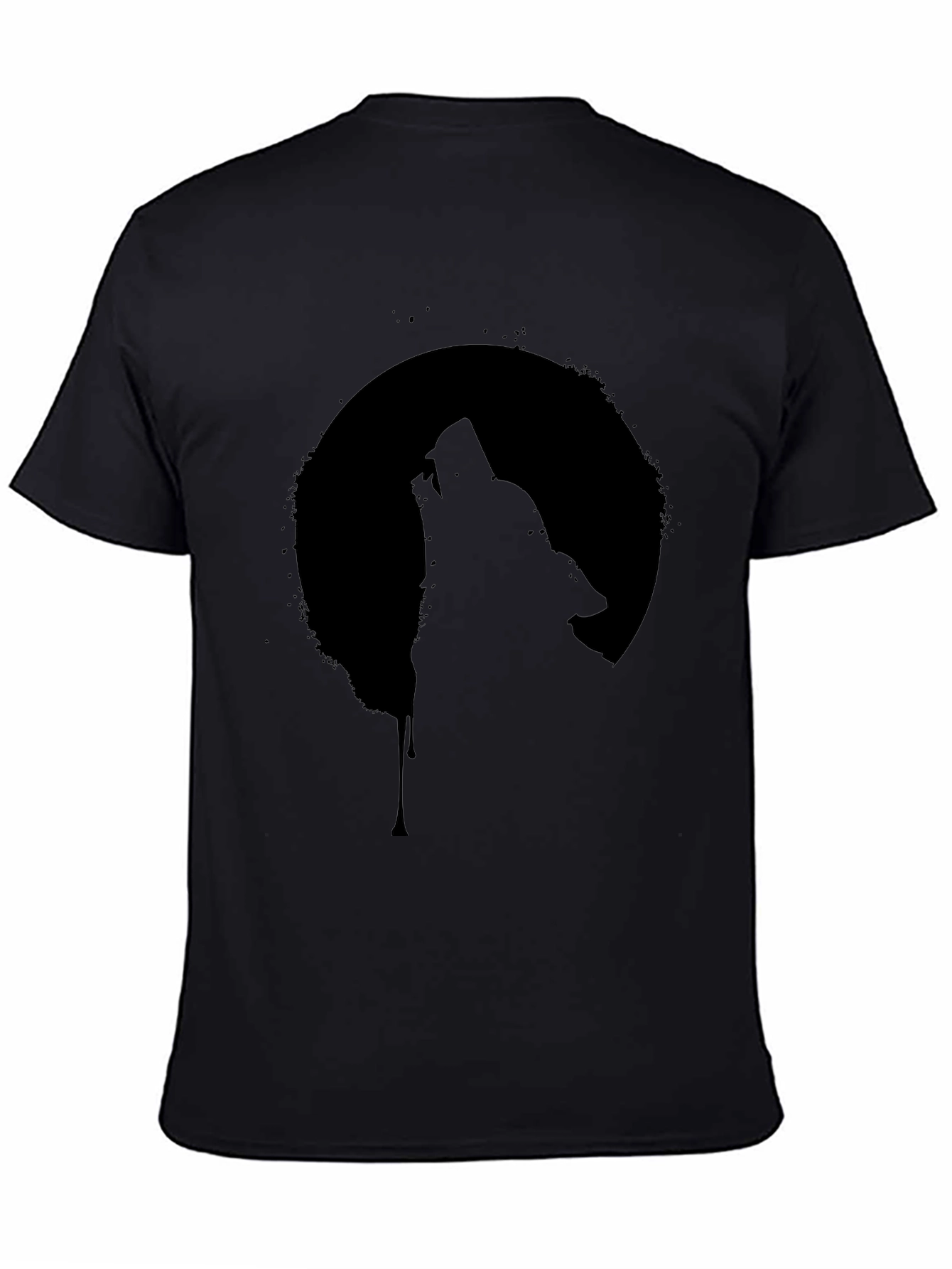 Wolf Howling at Moon Graphic Tee - Black