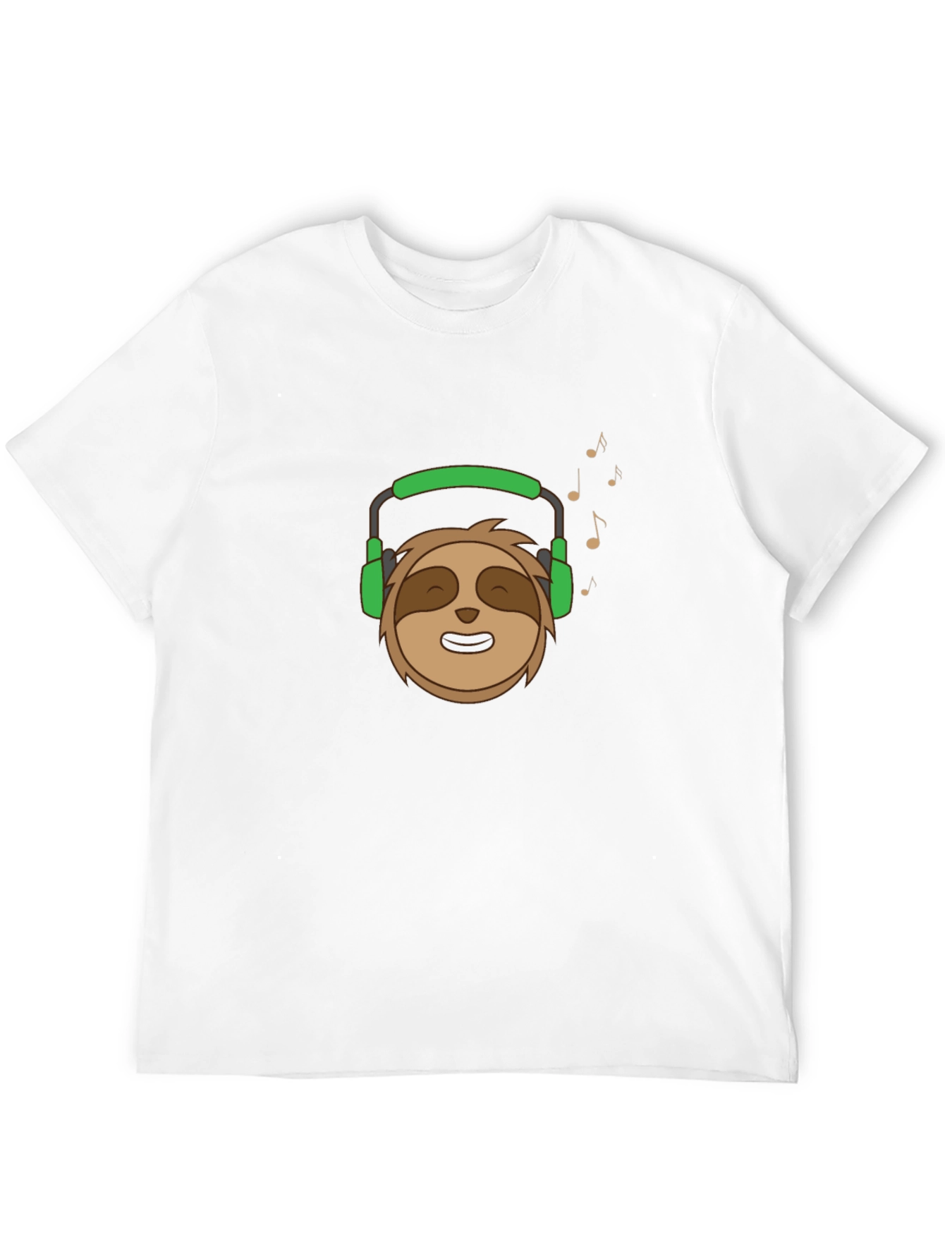 Sloth with Headphones Graphic T-Shirt