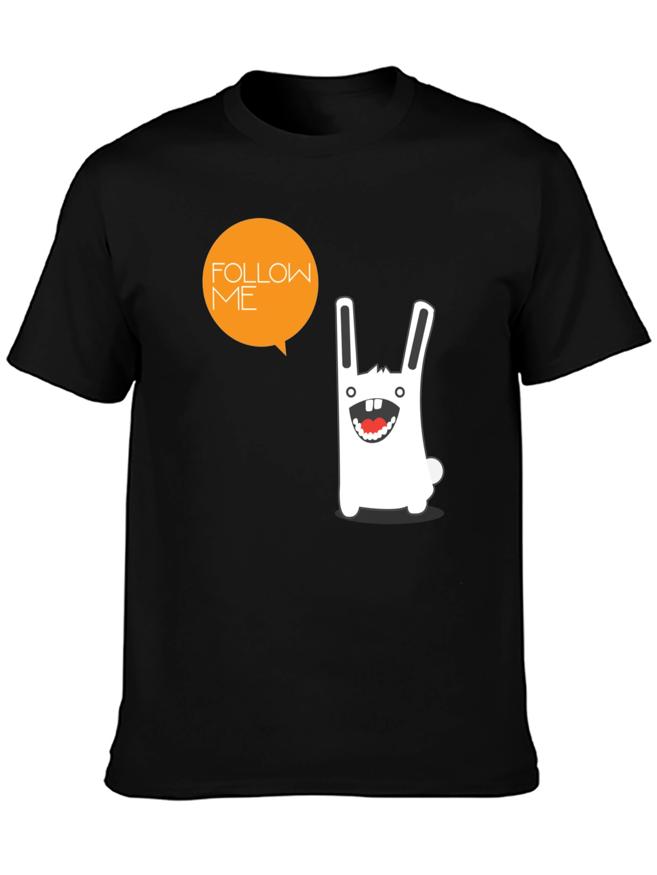 Funny Rabbit Graphic Print Black T-Shirt