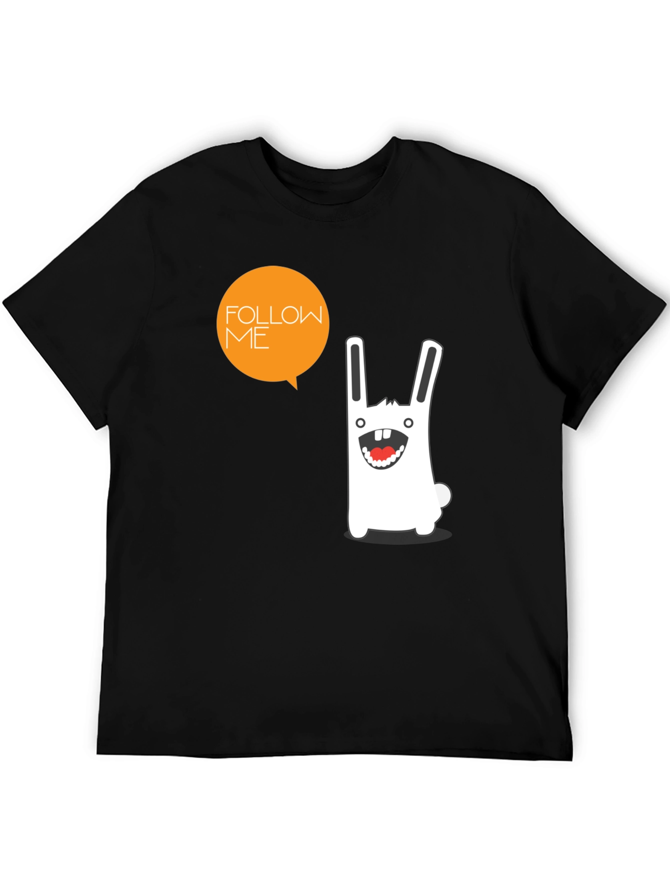 Funny Rabbit Graphic Print Black T-Shirt