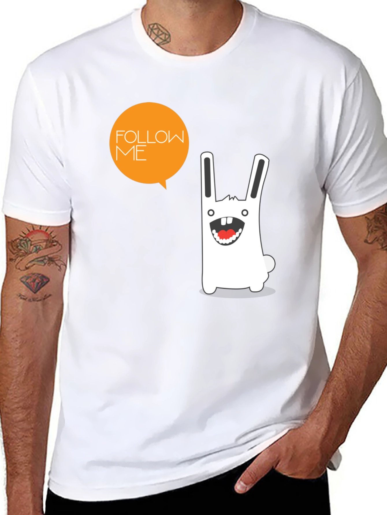 Funny Rabbit Graphic Print Black T-Shirt