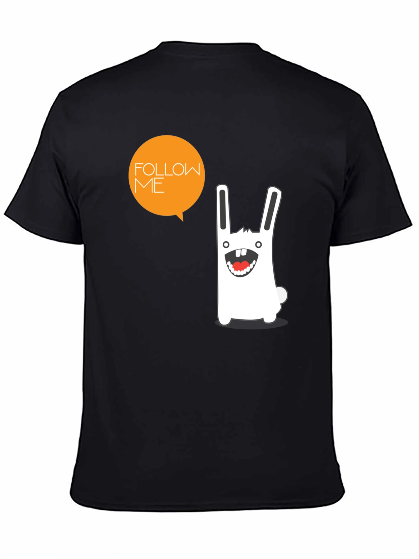 Funny Rabbit Graphic Print Black T-Shirt