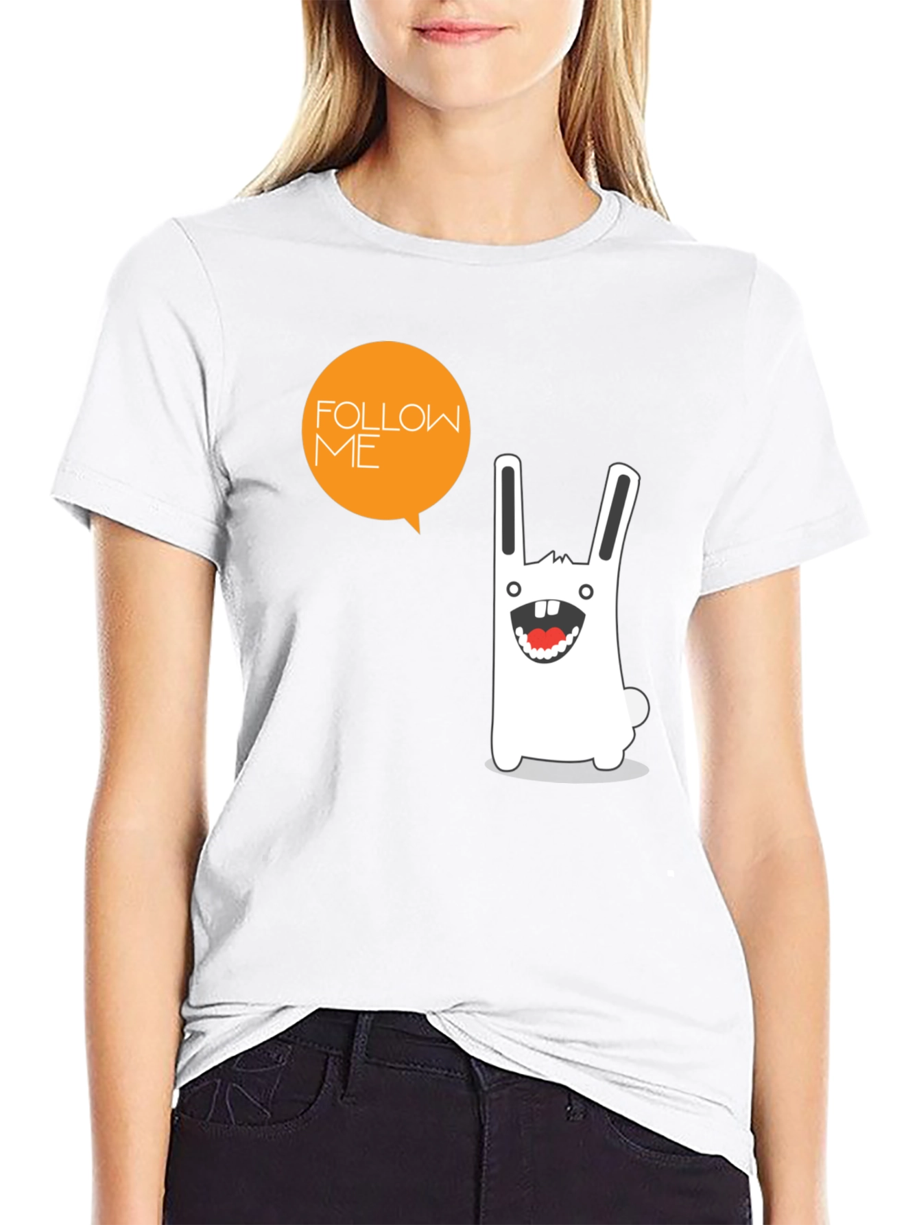 Funny Rabbit Graphic Print Black T-Shirt