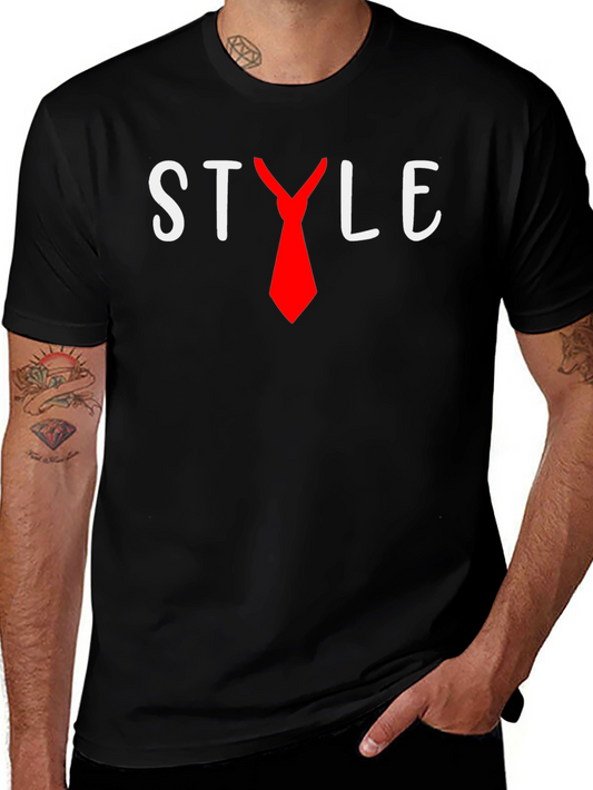Style T-Shirt with Red Tie Graphic