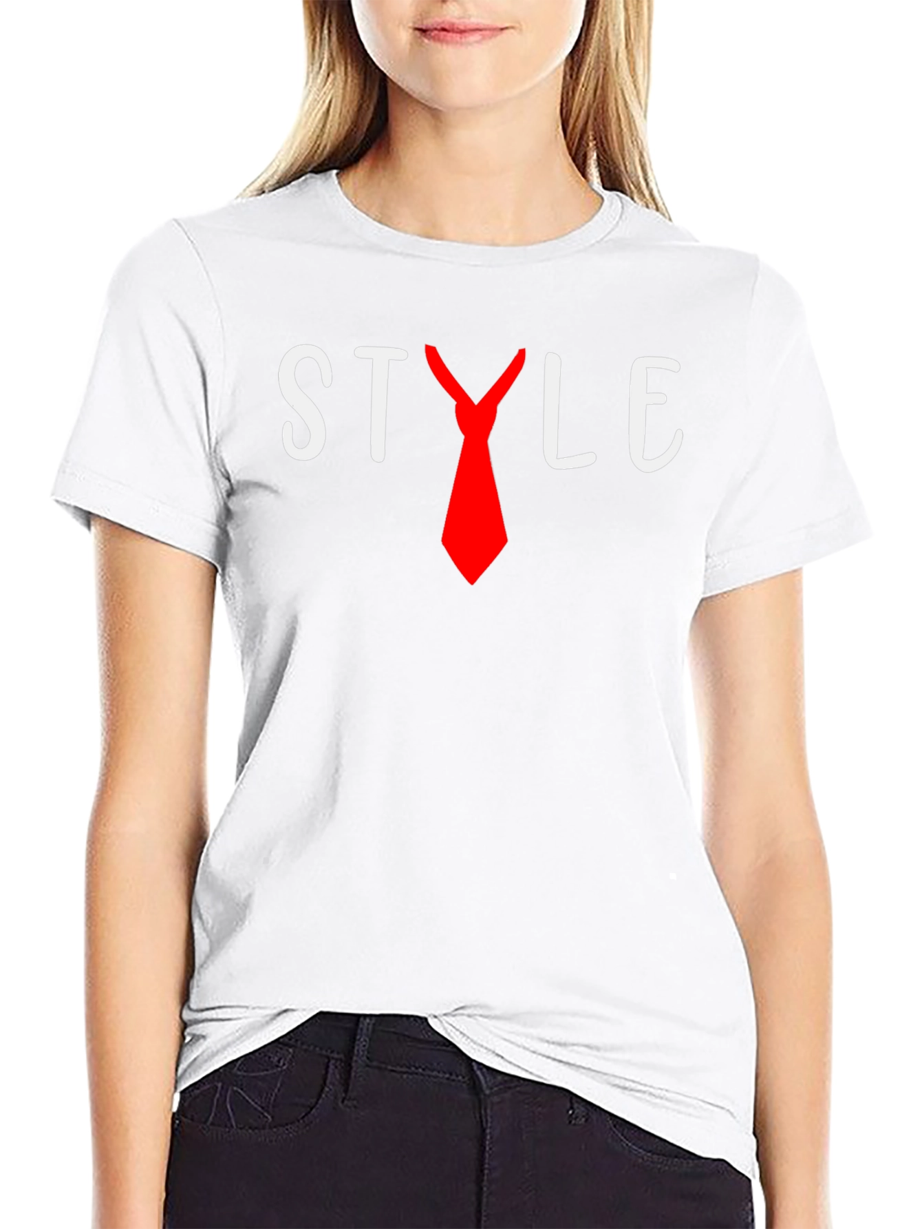 Style T-Shirt with Red Tie Graphic