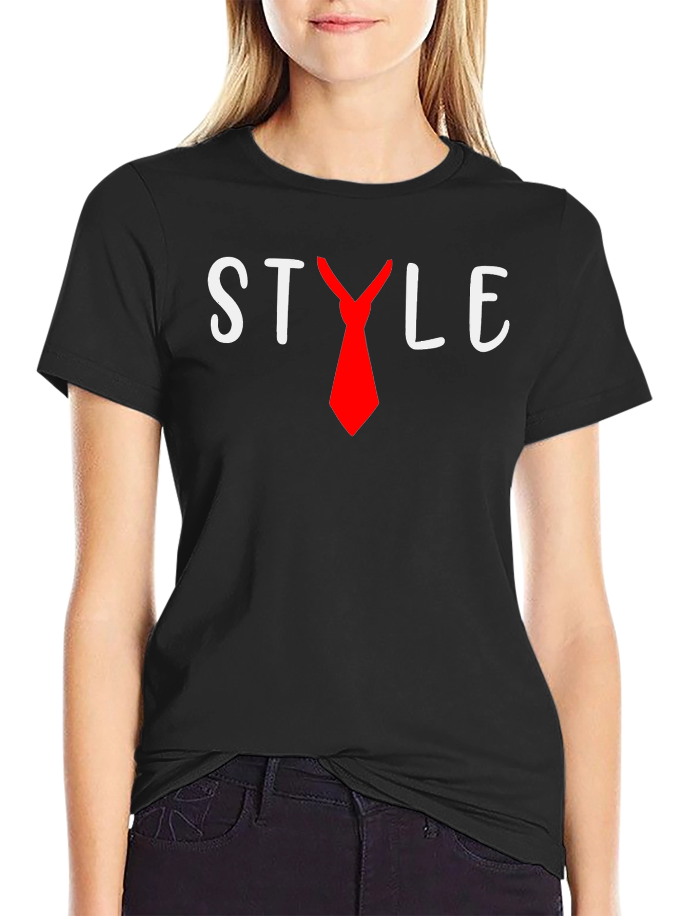 Style T-Shirt with Red Tie Graphic