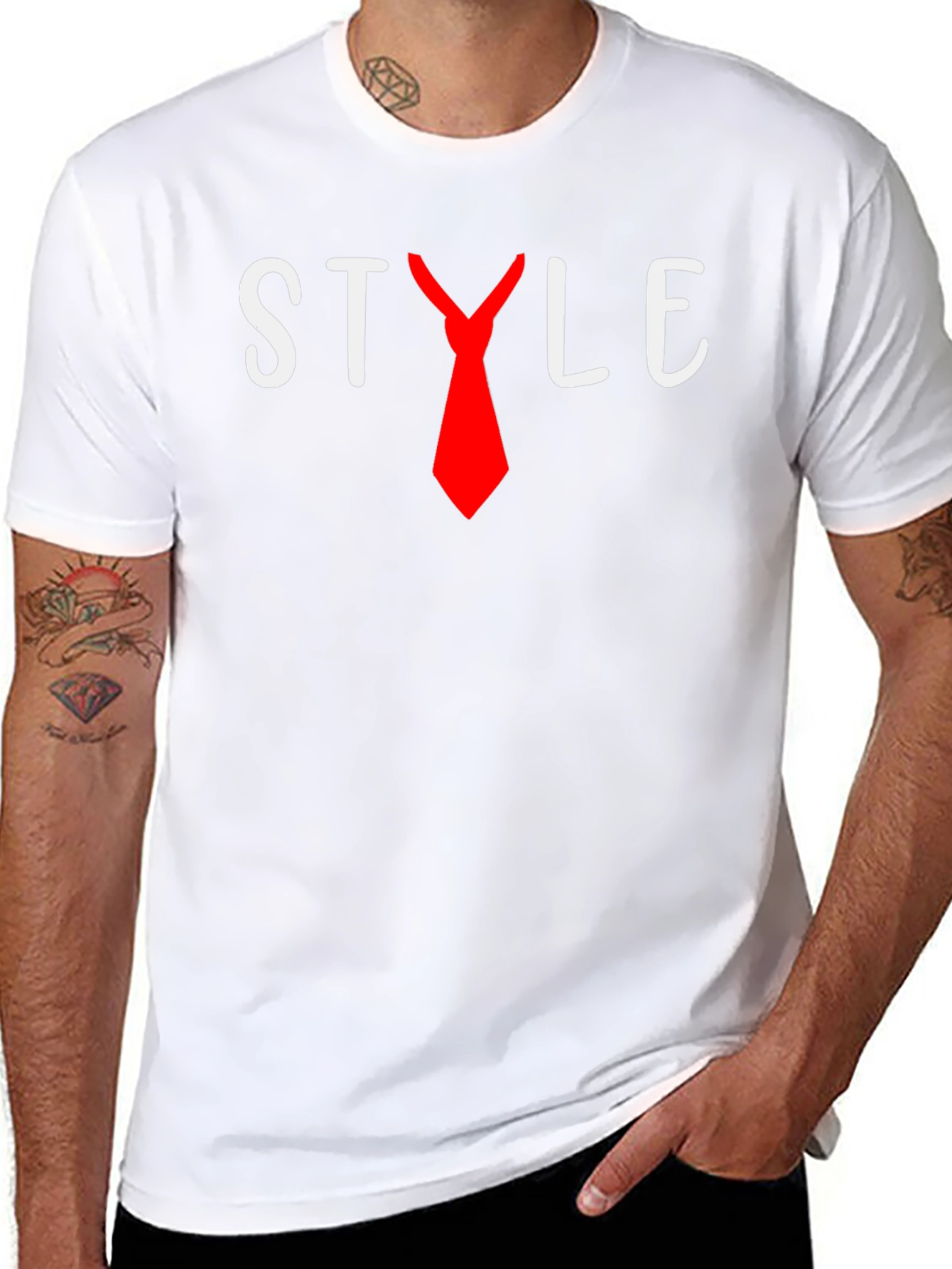 Style T-Shirt with Red Tie Graphic