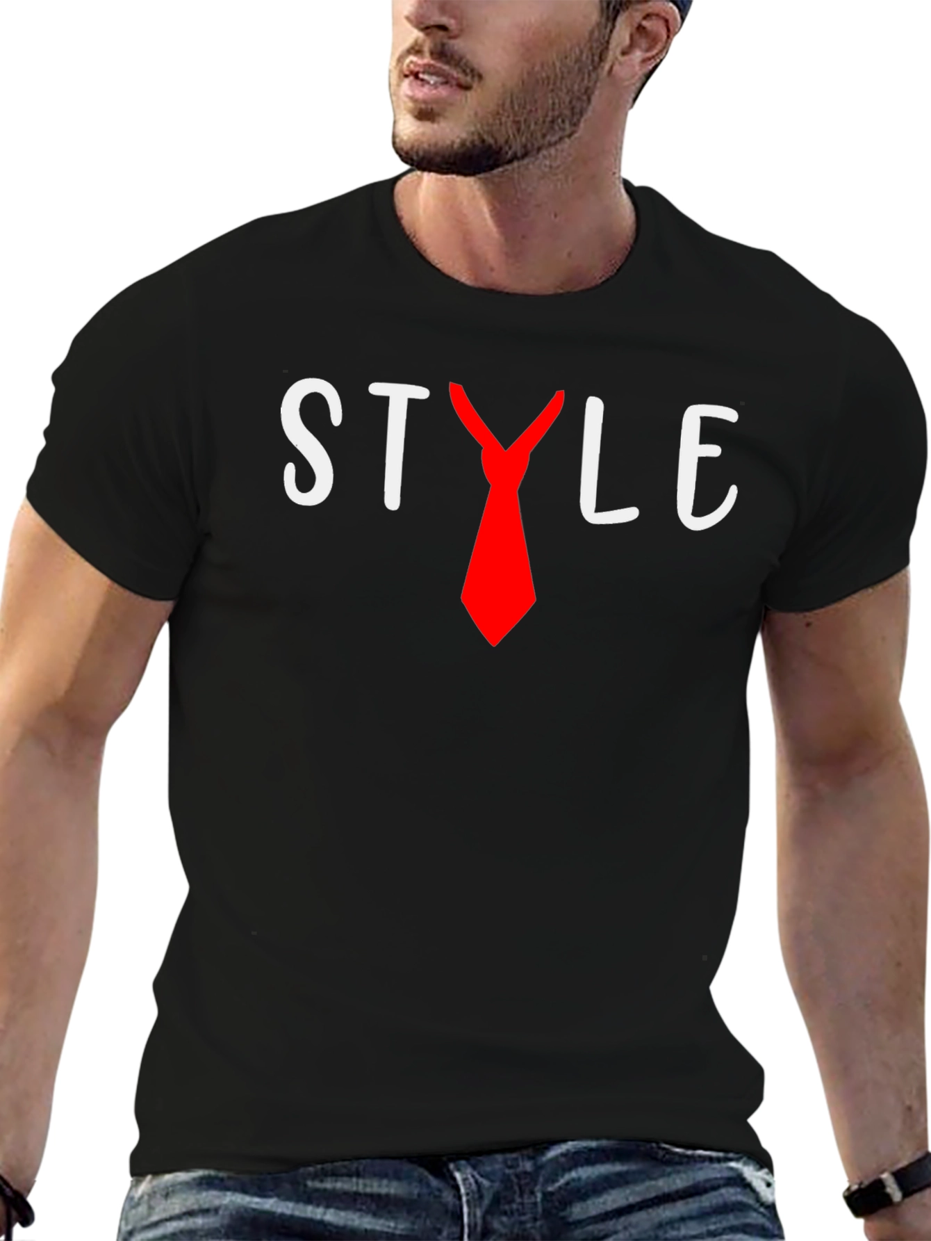 Style T-Shirt with Red Tie Graphic