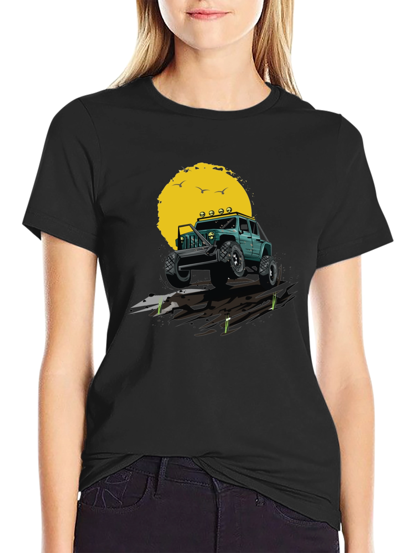 Off-Road Adventure T-Shirt - Green Jeep Design