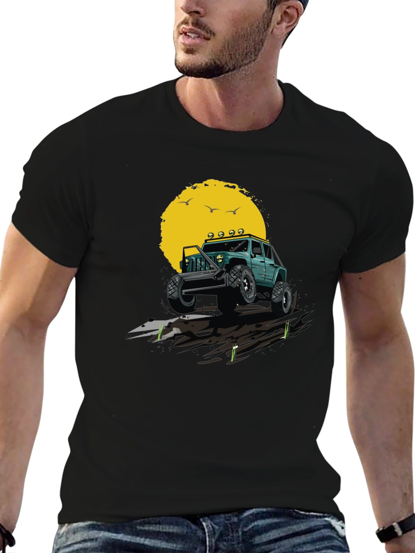 Off-Road Adventure T-Shirt - Green Jeep Design