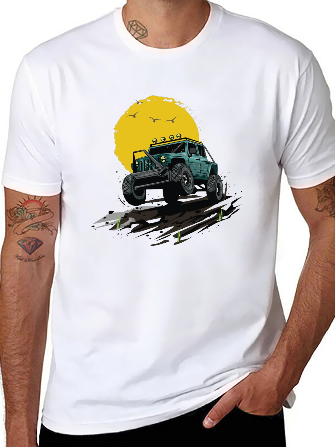 Off-Road Adventure T-Shirt - Green Jeep Design