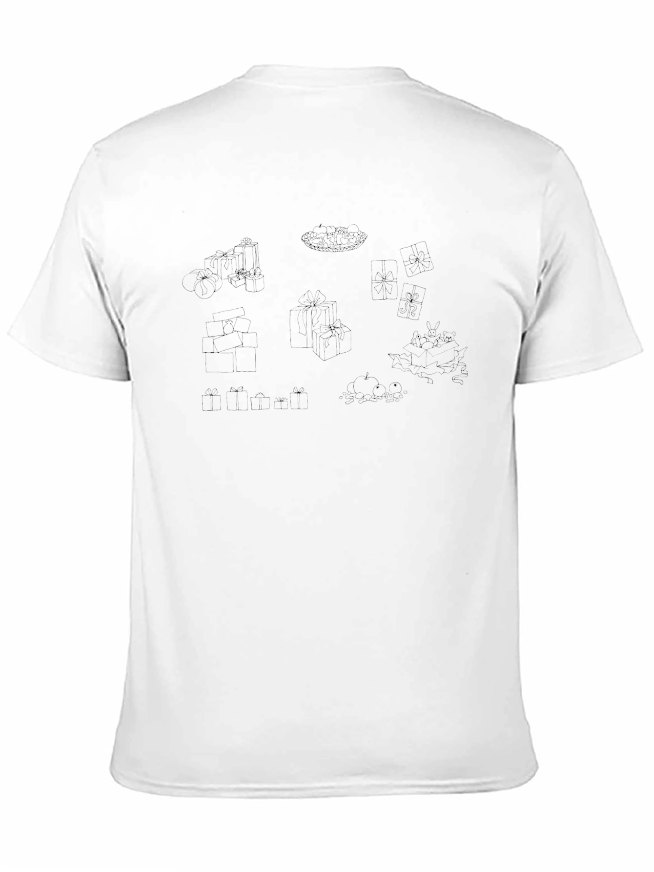 Black Graphic Tee with Gift Box Design