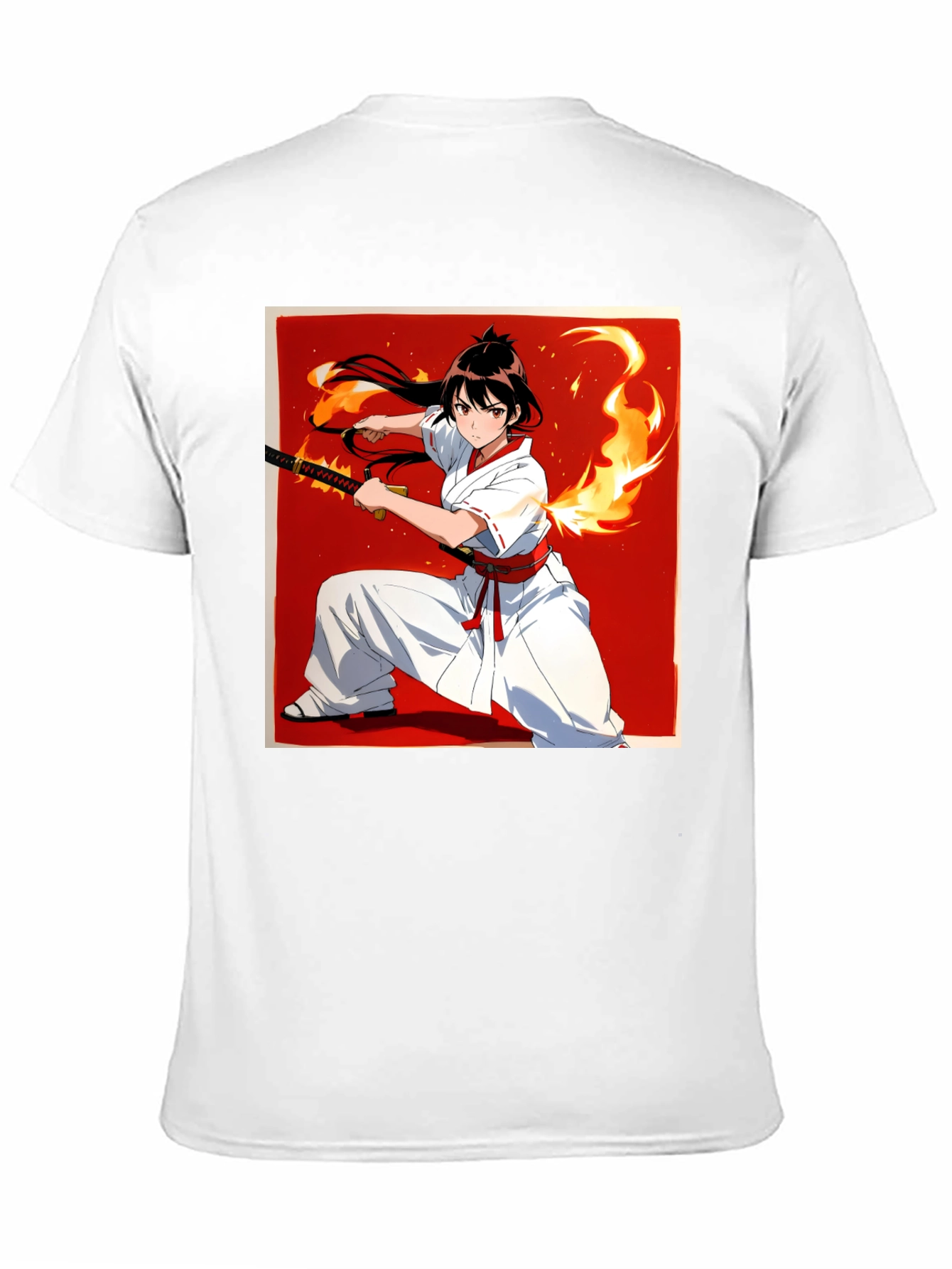 Anime Samurai Warrior T-Shirt - Black Cotton