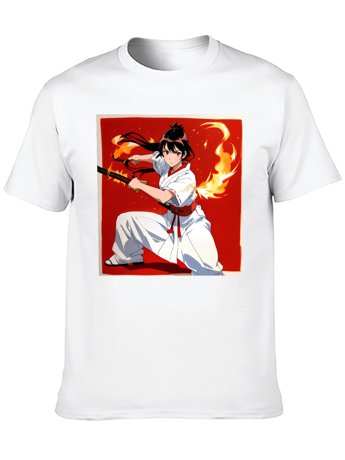 Anime Samurai Warrior T-Shirt - Black Cotton
