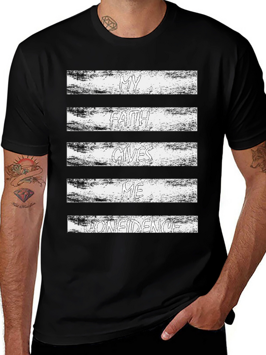 Faith Gives Confidence Black Graphic T-Shirt