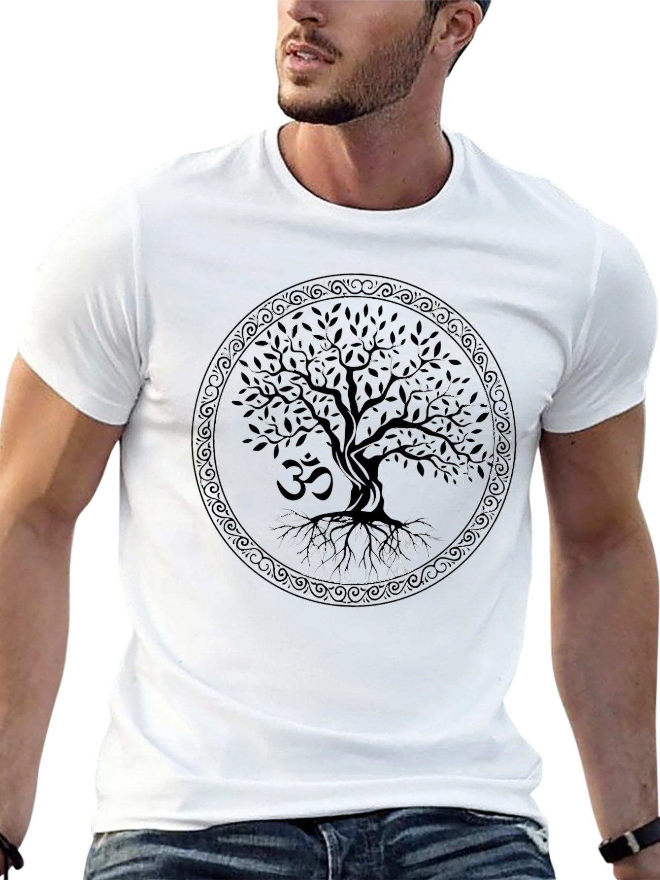 Tree of Life OM Yoga Graphic T-Shirt - Black