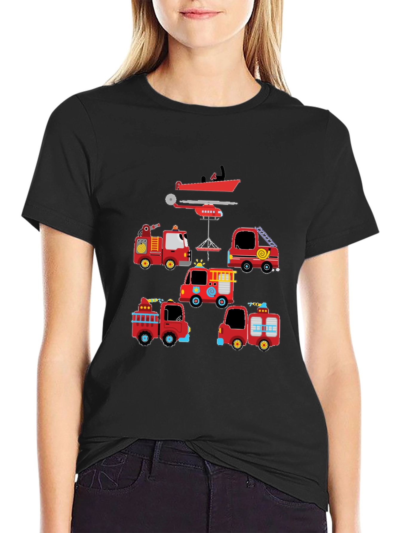 Fire Trucks & Plane Graphic Tee