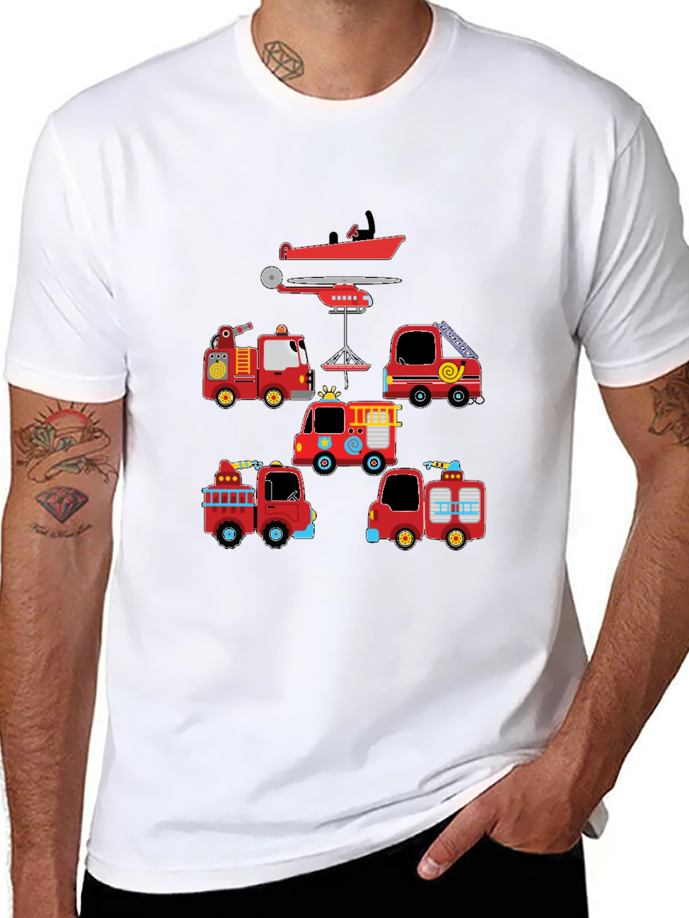 Fire Trucks & Plane Graphic Tee