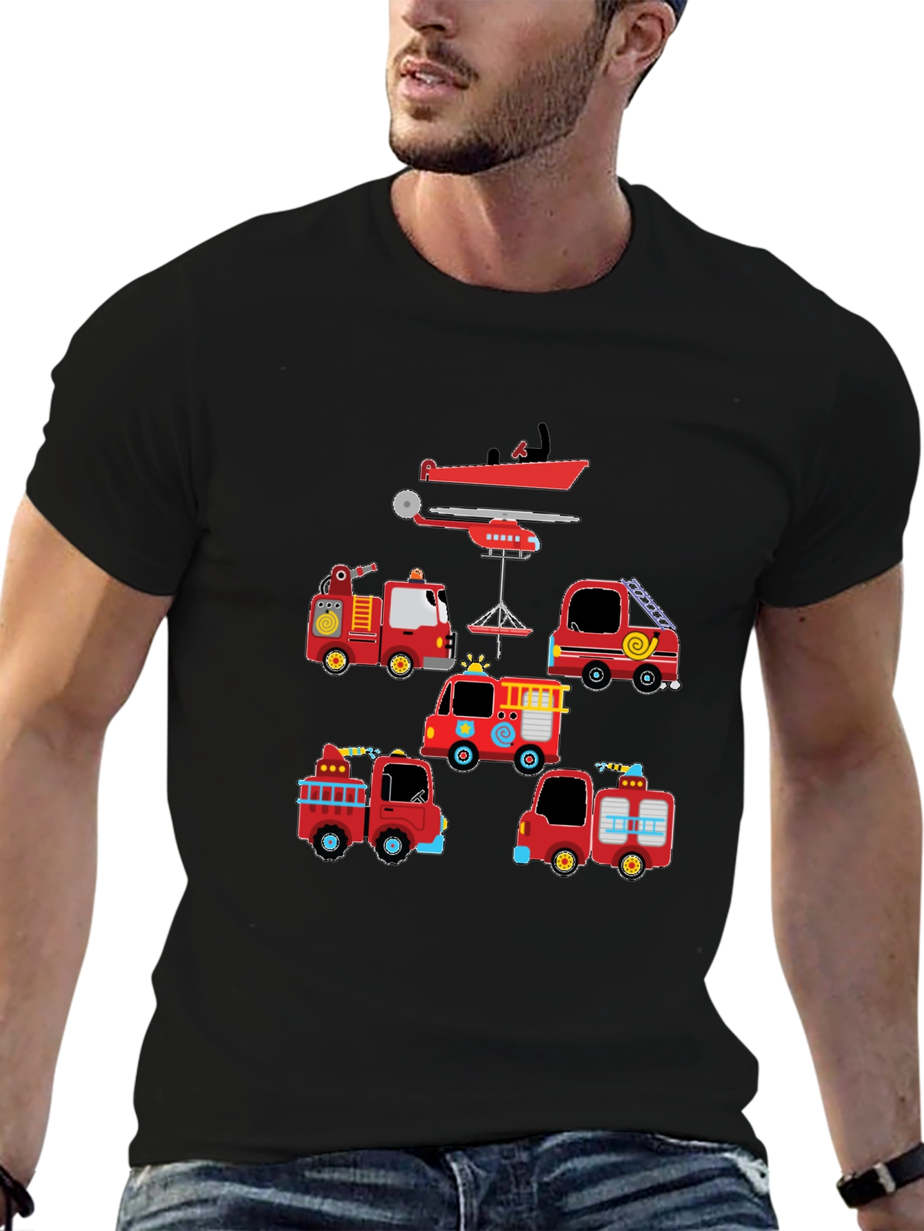Fire Trucks & Plane Graphic Tee