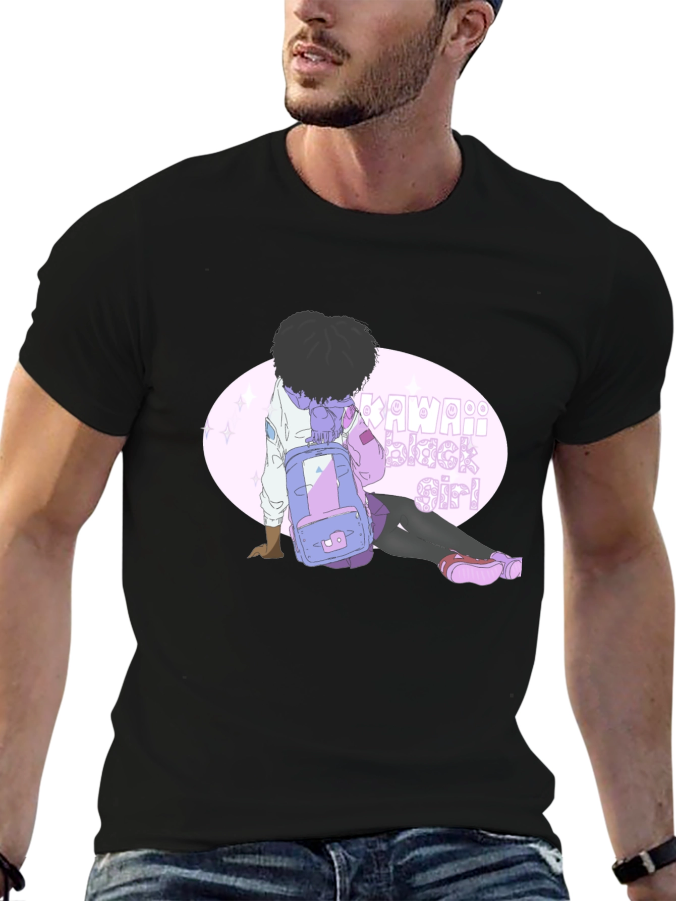 Kawaii Black Girl Graphic Tee - Unisex