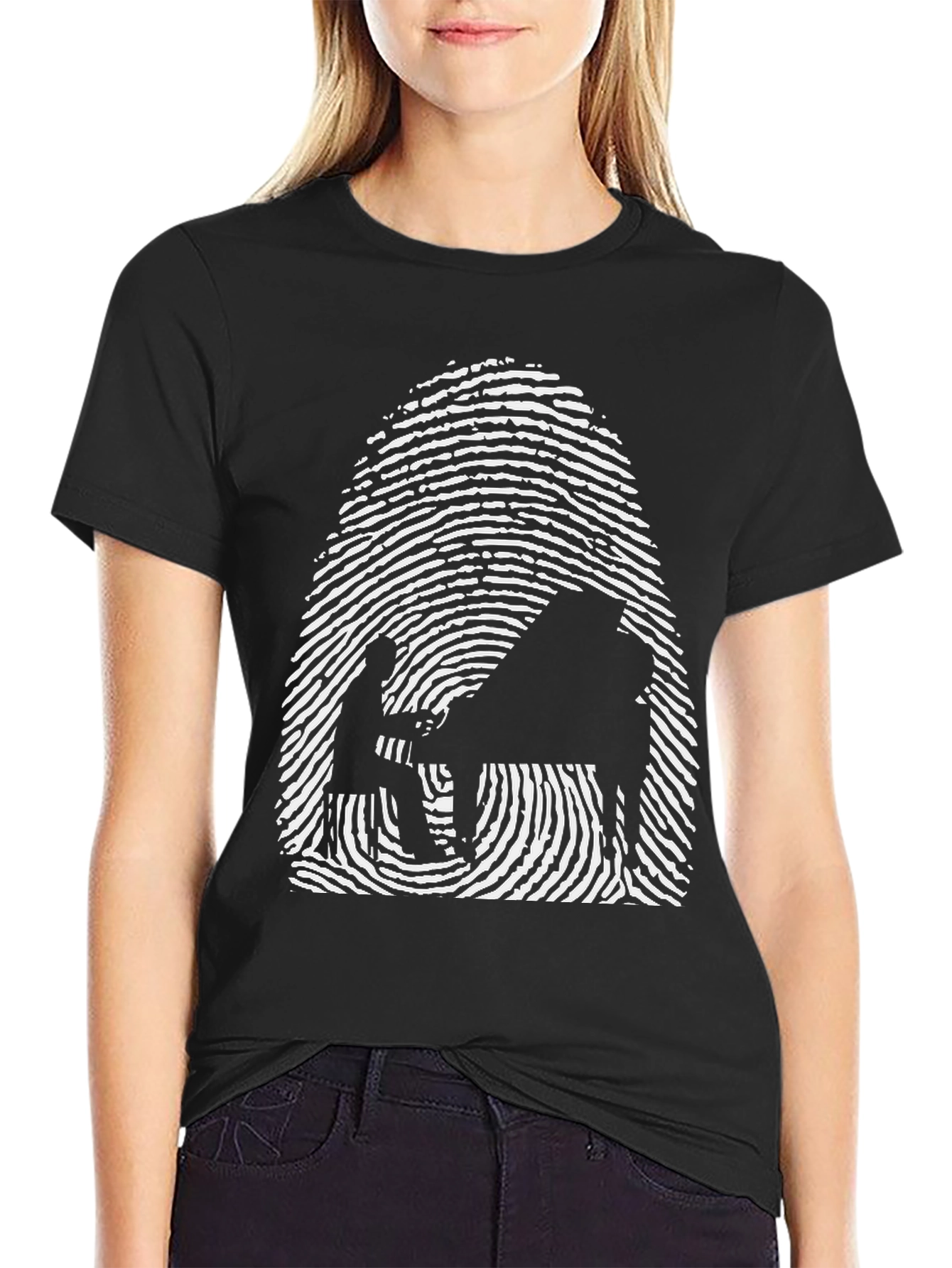 Piano Fingerprint T-Shirt - Unique Music Lover Tee