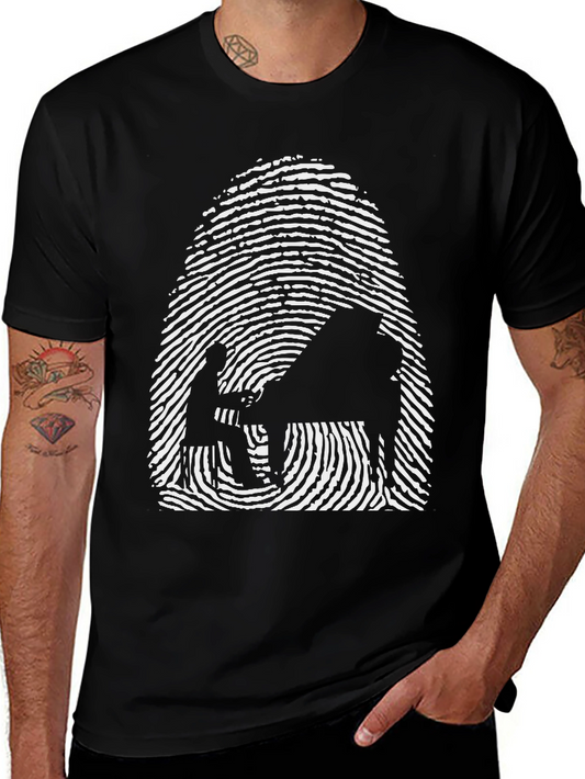 Piano Fingerprint T-Shirt - Unique Music Lover Tee