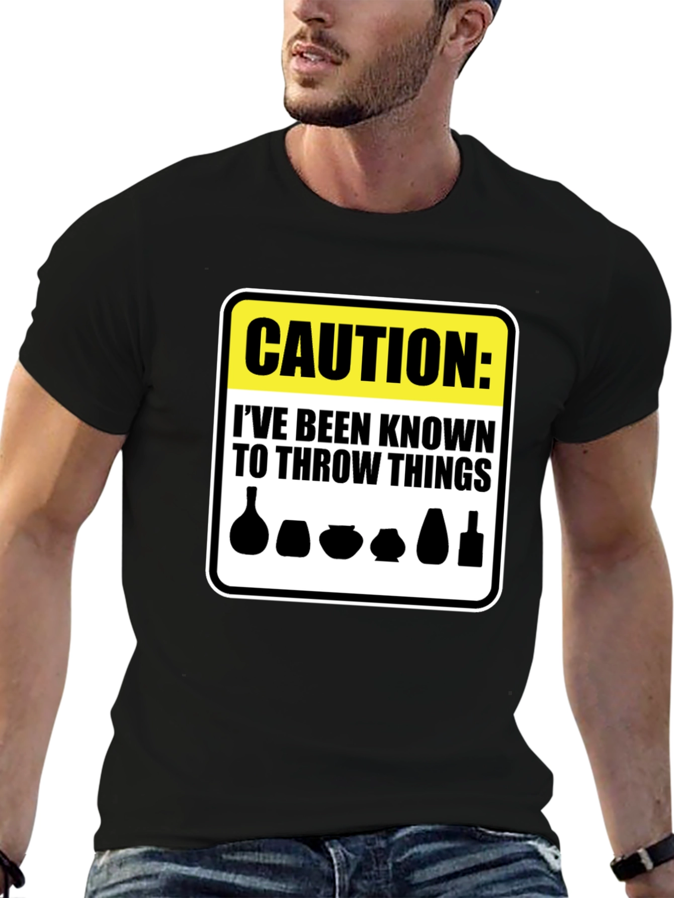 Caution Throw Things T-Shirt - Funny Pottery Gift