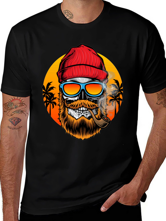 Skull with Beanie & Pipe T-Shirt
