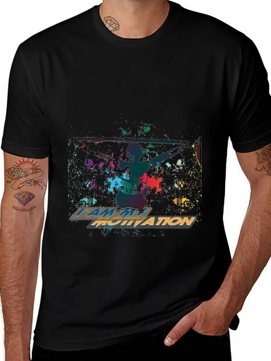 Motivational Graphic Print Crew Neck T-Shirt