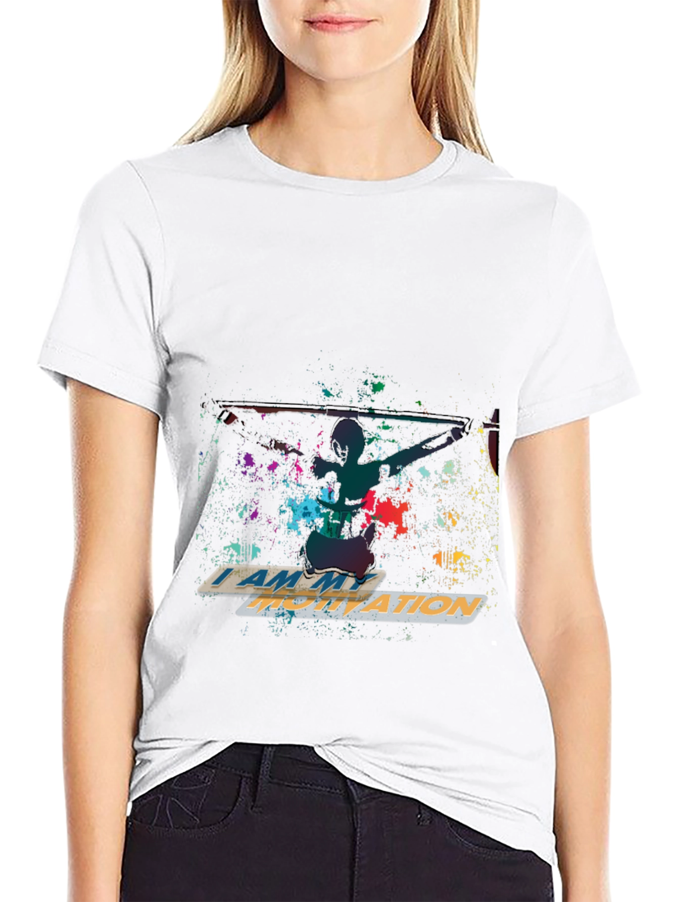 Motivational Graphic Print Crew Neck T-Shirt