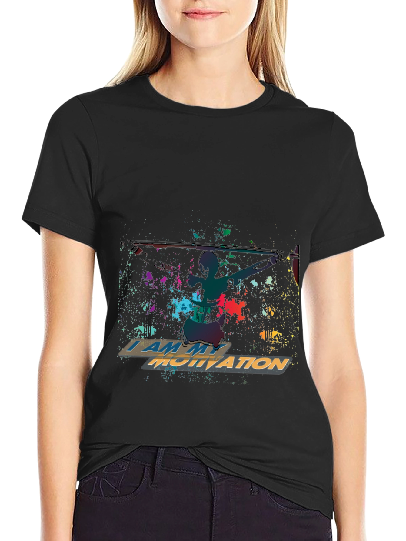 Motivational Graphic Print Crew Neck T-Shirt