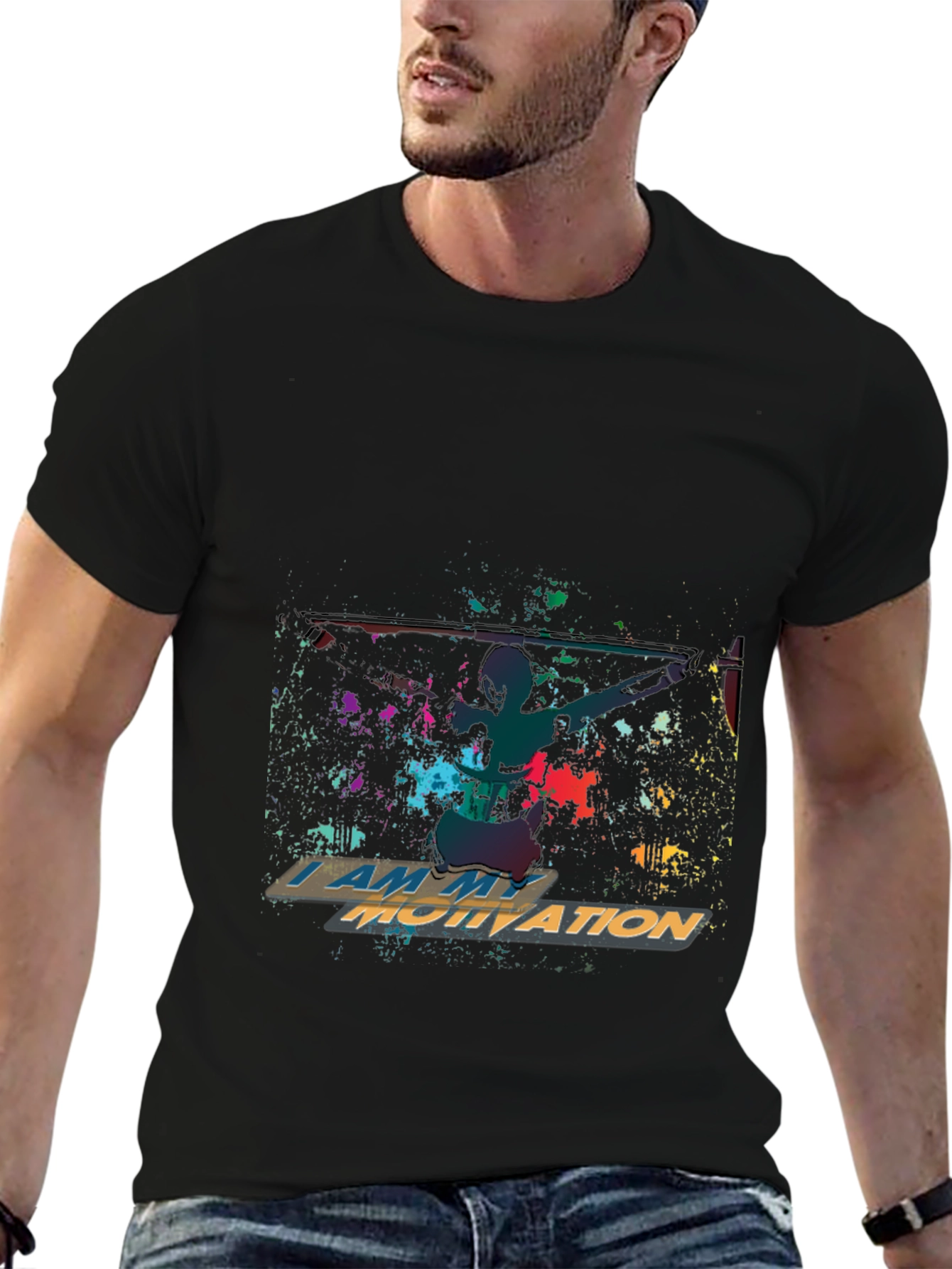 Motivational Graphic Print Crew Neck T-Shirt