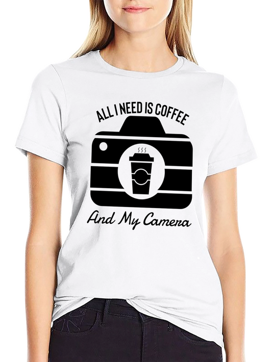 Coffee & Camera Graphic T-Shirt - Photography Lover Tee