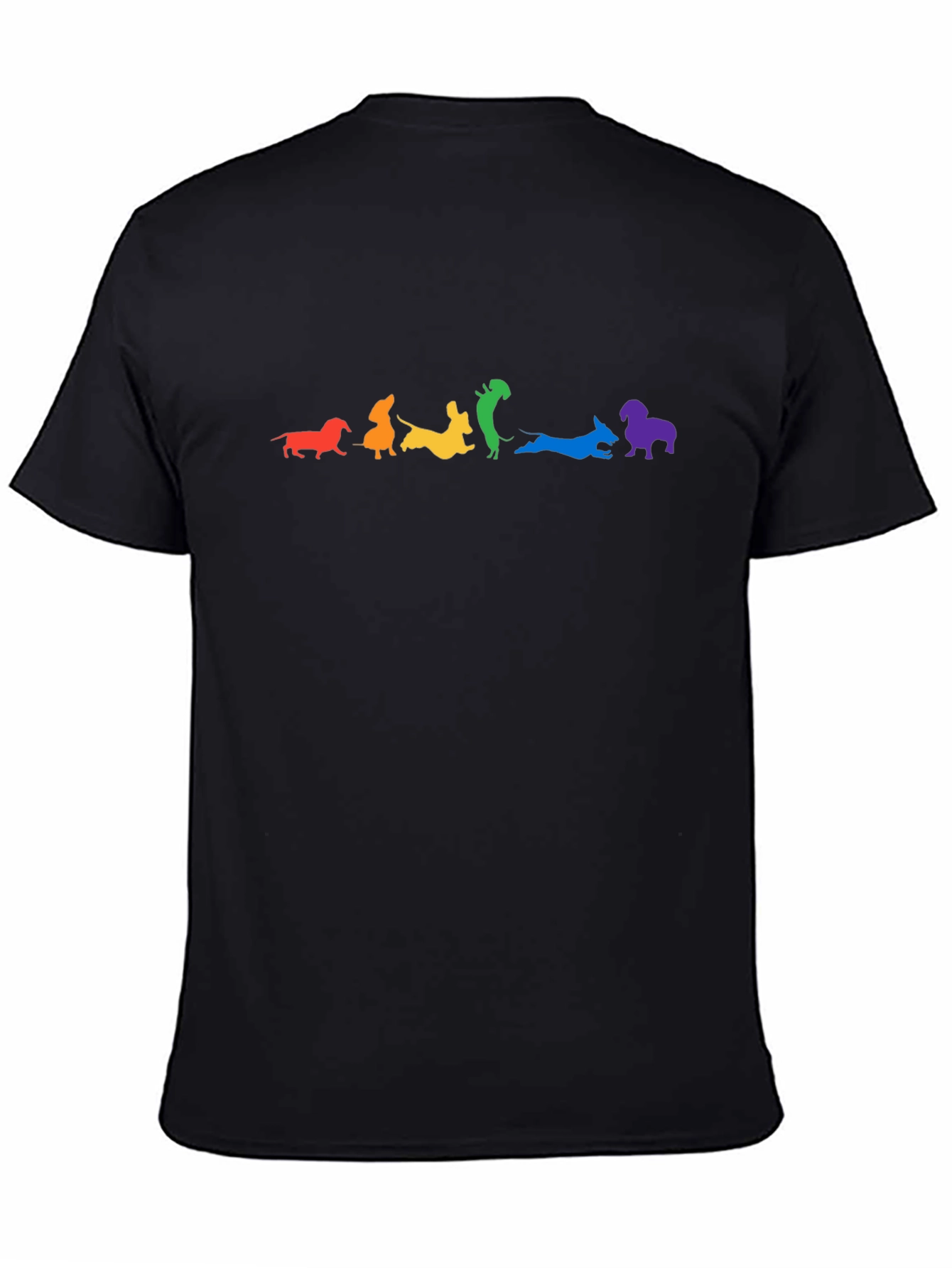 Rainbow Dachshund Black T-Shirt