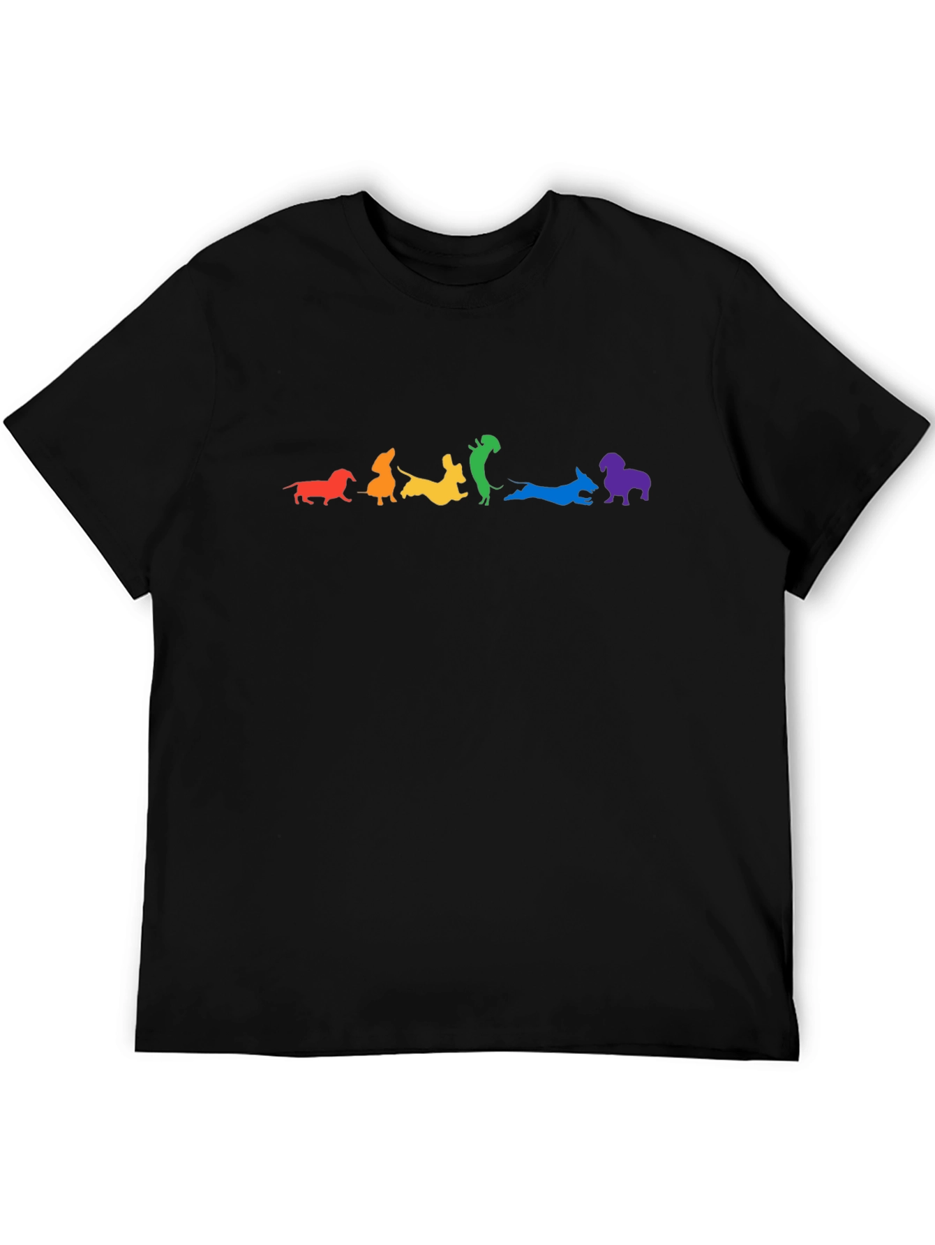 Rainbow Dachshund Black T-Shirt