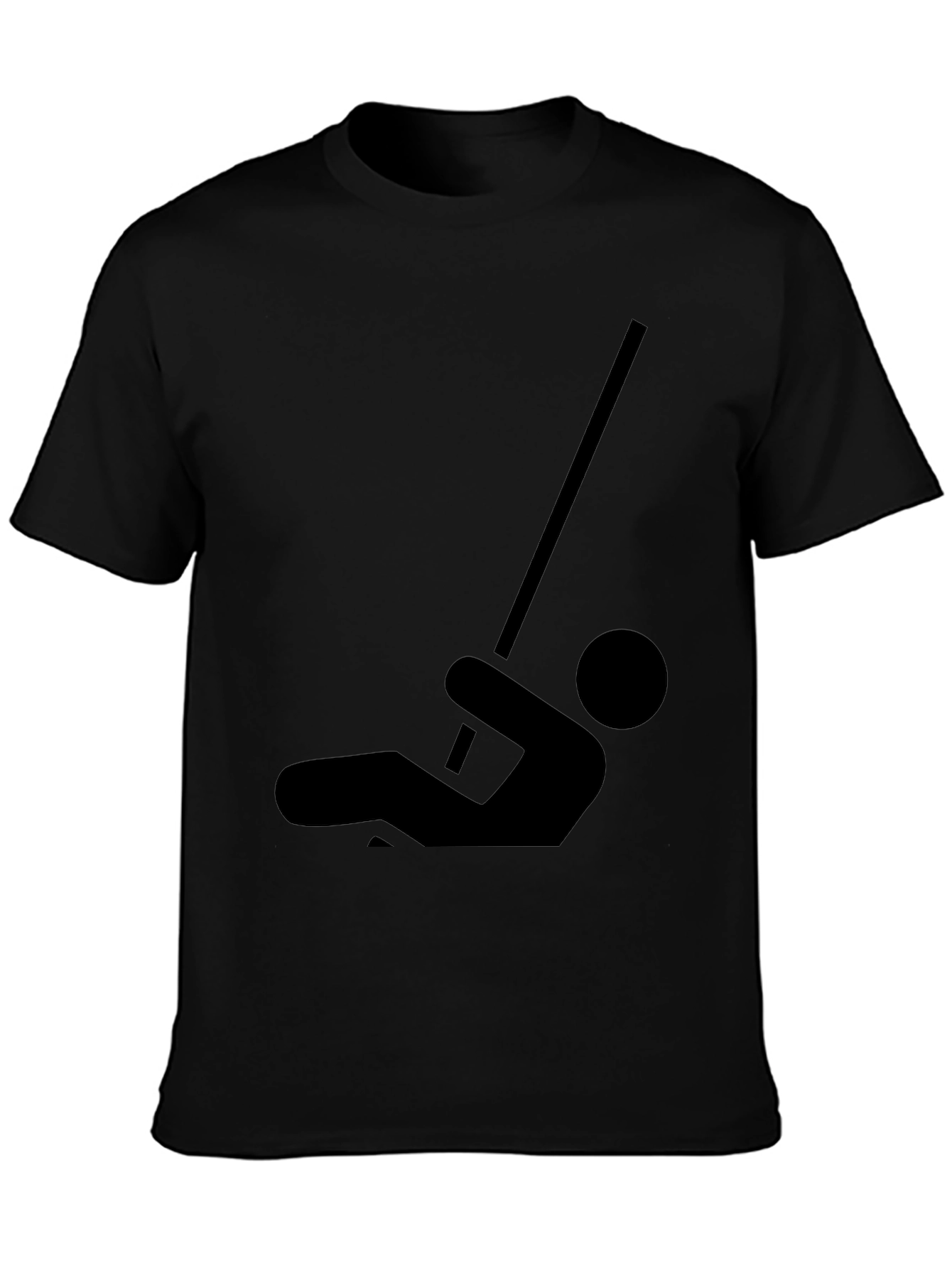 Funny Pole Vaulting Stick Figure Black T-Shirt