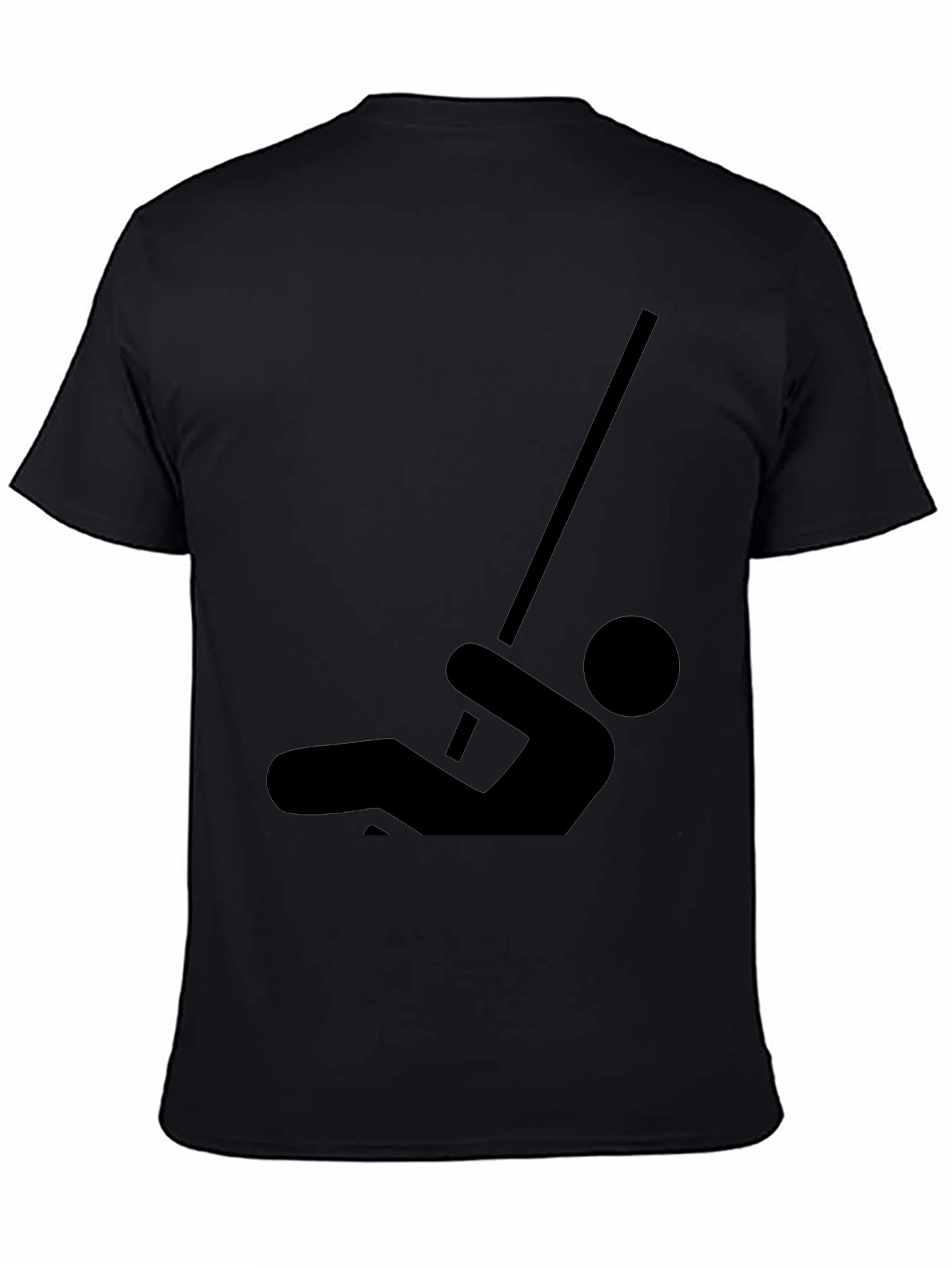 Funny Pole Vaulting Stick Figure Black T-Shirt