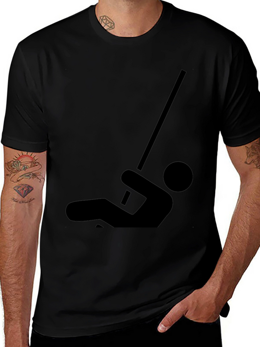 Funny Pole Vaulting Stick Figure Black T-Shirt