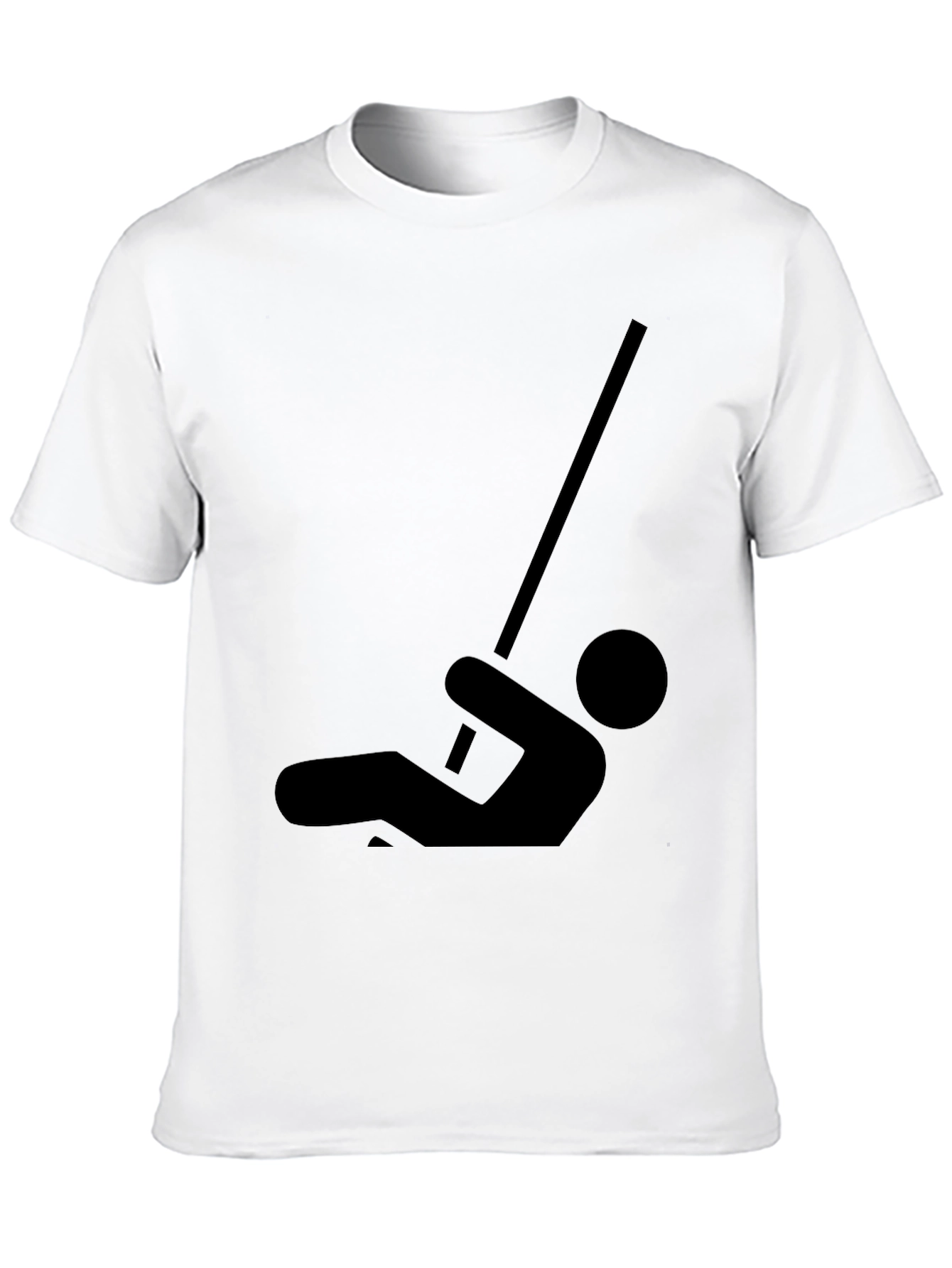 Funny Pole Vaulting Stick Figure Black T-Shirt