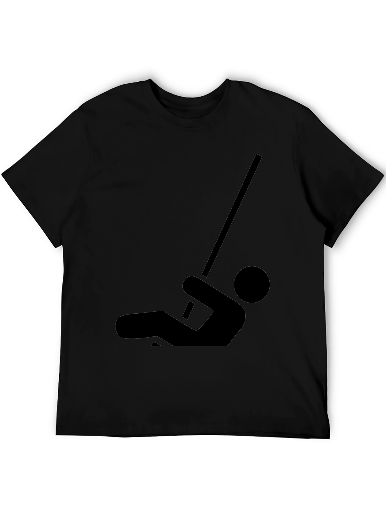 Funny Pole Vaulting Stick Figure Black T-Shirt