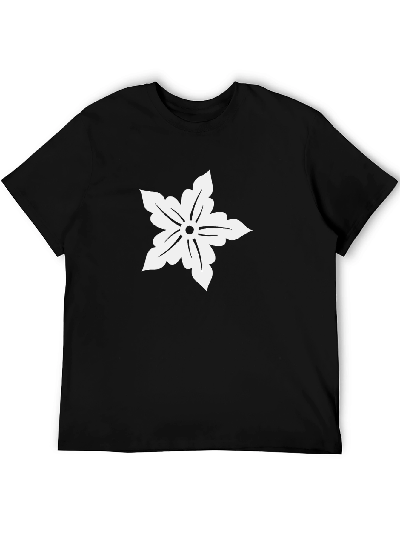 Black T-Shirt with White Floral Print