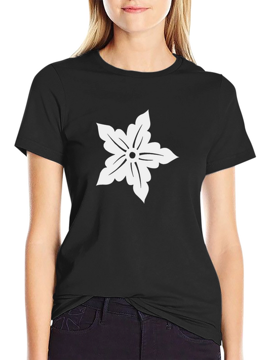 Black T-Shirt with White Floral Print