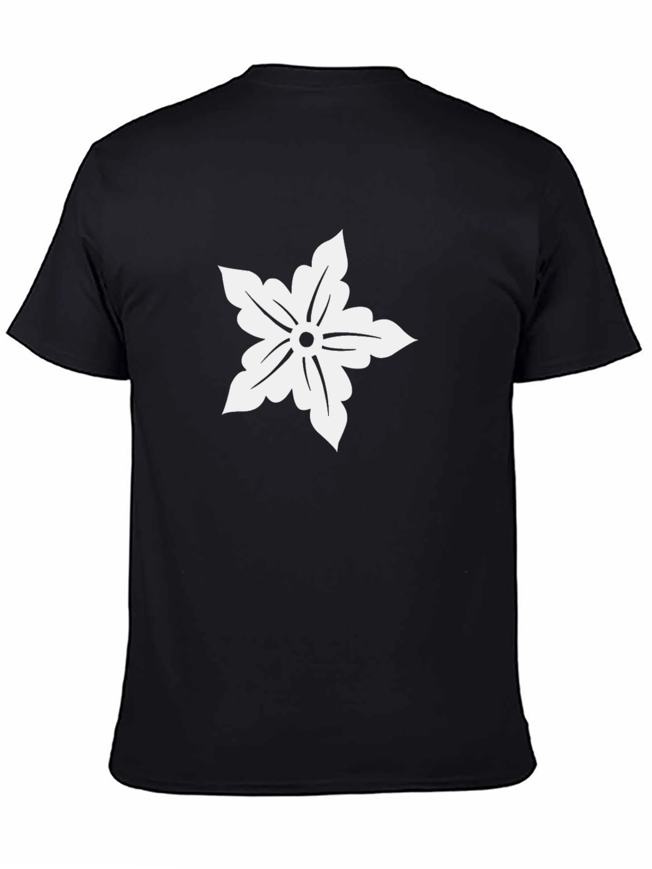 Black T-Shirt with White Floral Print