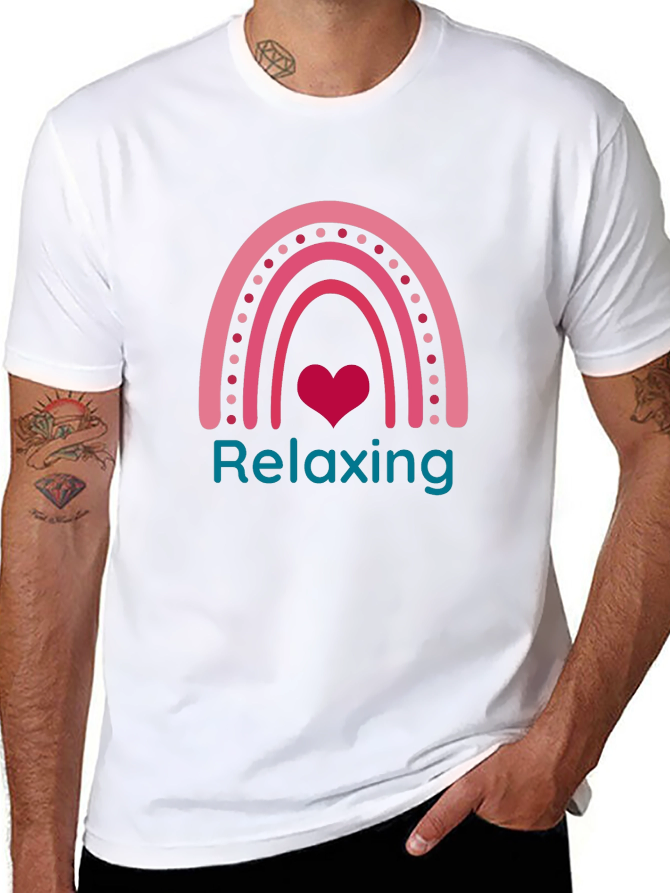 Relaxing Rainbow Heart T-Shirt - Stylish Graphic Tee