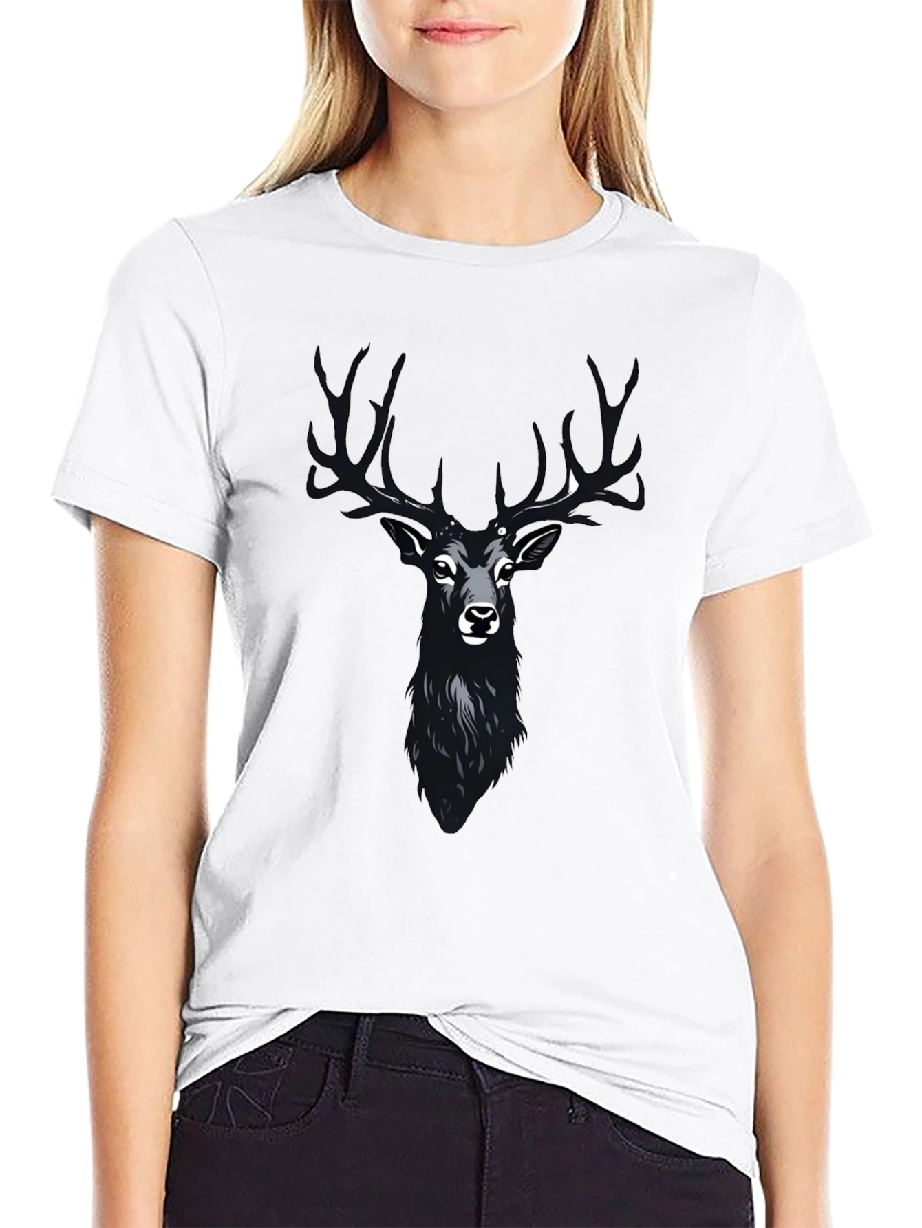Mens Black Deer Graphic T-Shirt