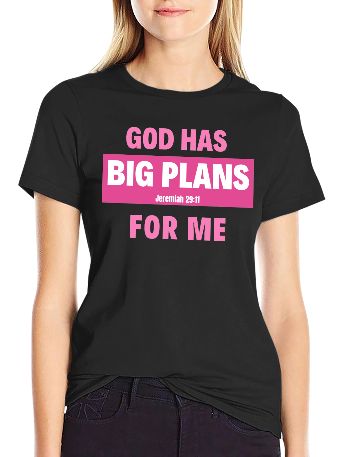 God Has Big Plans for Me Black T-Shirt