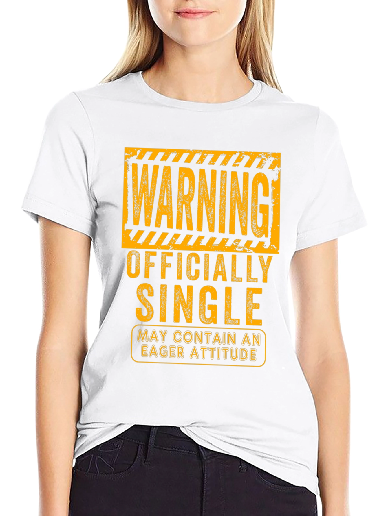 Warning Officially Single Eager Attitude Graphic T-Shirt