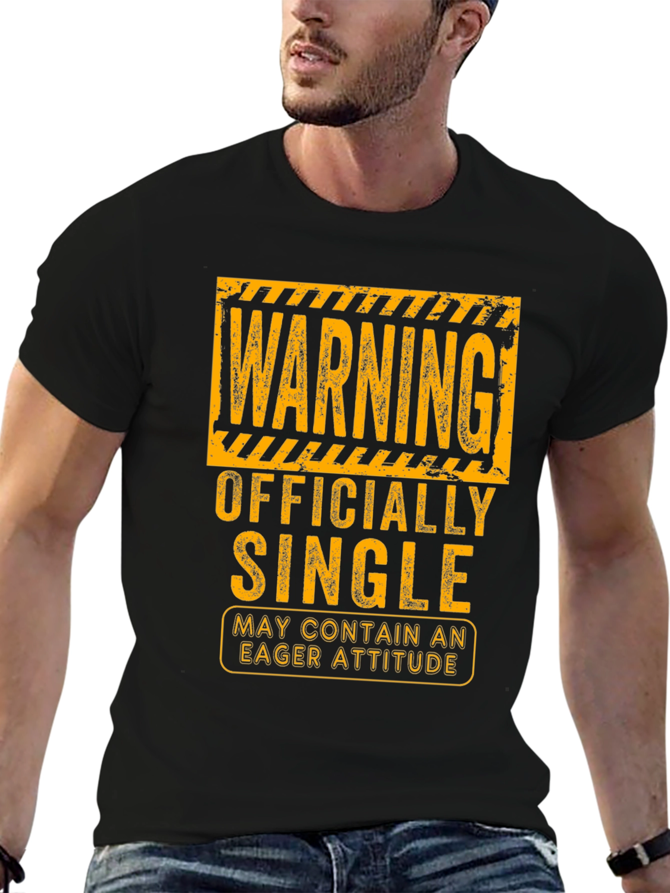 Warning Officially Single Eager Attitude Graphic T-Shirt